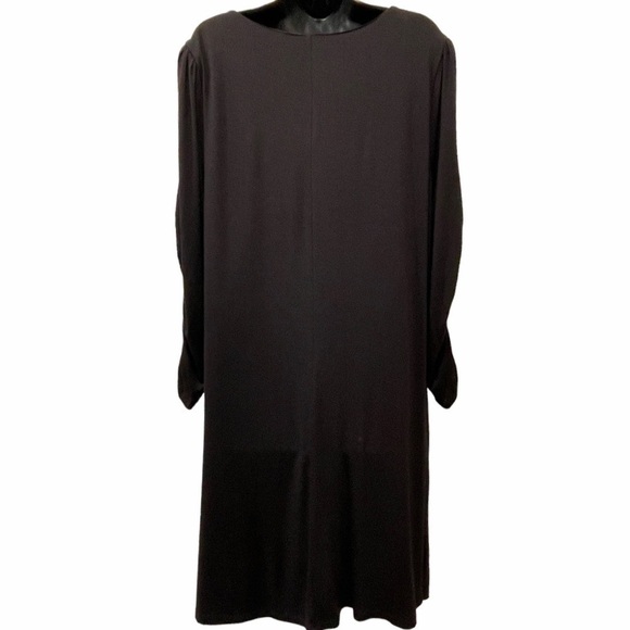 Cato Swing Dress Black Lined Pockets Gathered Sleeves Round Neck NWT Size XL - Picture 5 of 12